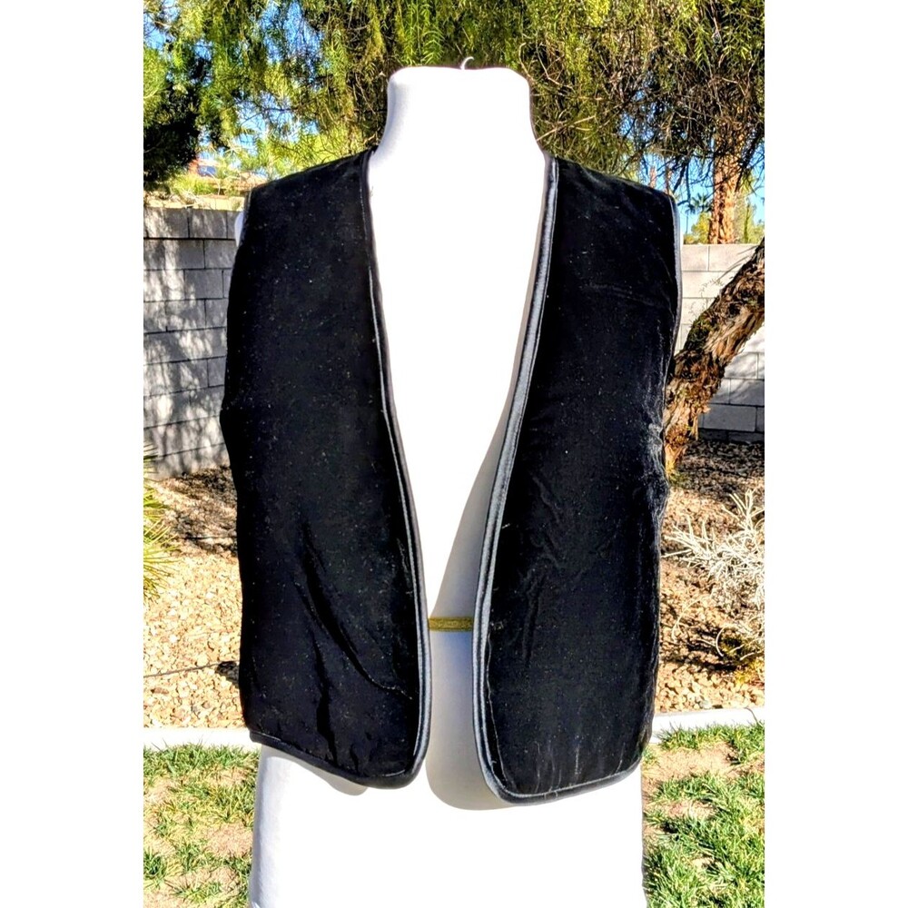 Classic Black Reversible Women's Small Velvet and Quilted Vest Design Top EUC